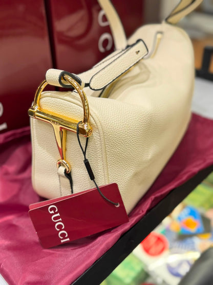 G-U-C-C-I Half Horsebit Medium Shoulder Bag – Premium Quality Women Bag | Brand Box Packaging (While)