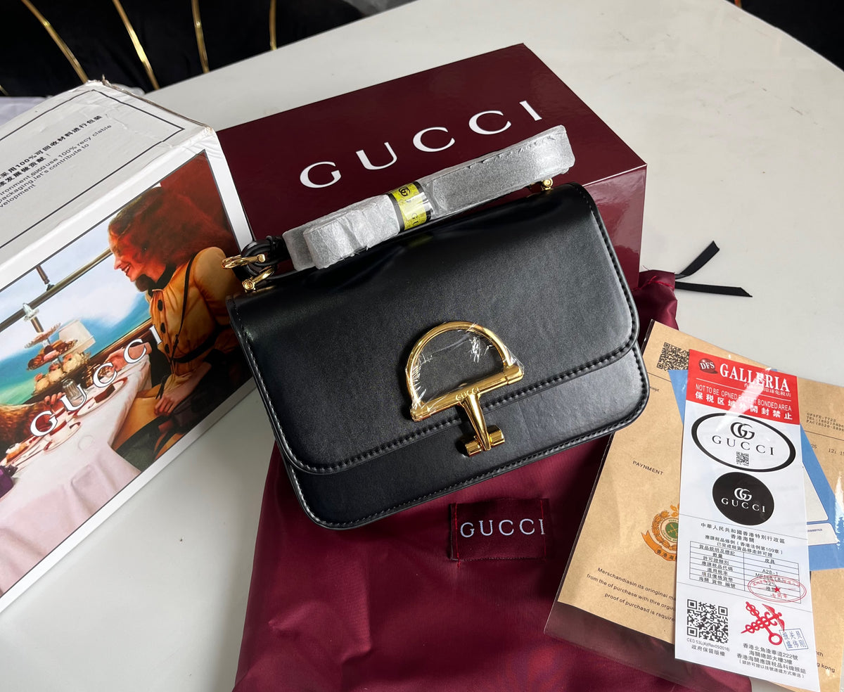 G-U-C-C-I Crossbody Bag – Premium Quality Women Bag | Double Magnetic Box (Black)
