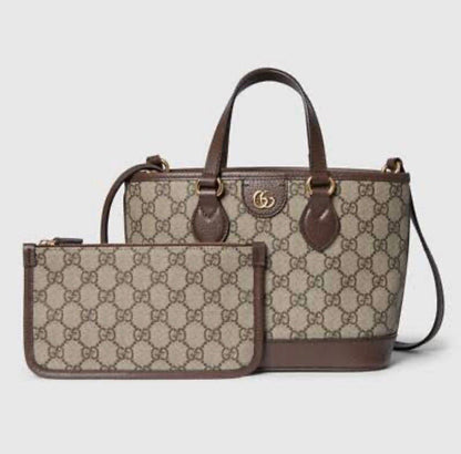 G-U-C-C-I Ophidia Mini Tote Bag – Premium Quality Women Bag | Brand Double Box & Dust Bag (Brown Beige)