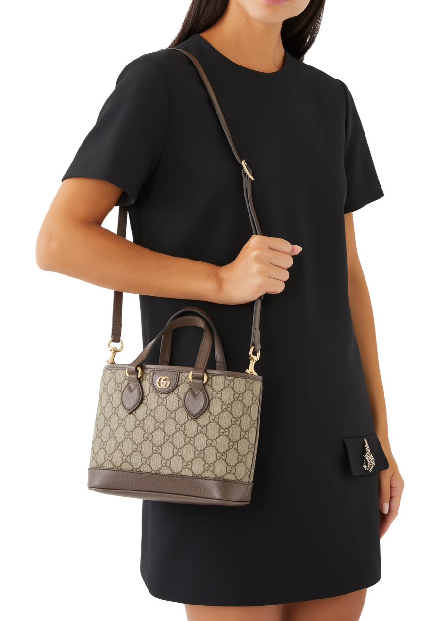 G-U-C-C-I Ophidia Mini Tote Bag – Premium Quality Women Bag | Brand Double Box & Dust Bag (Brown Beige)