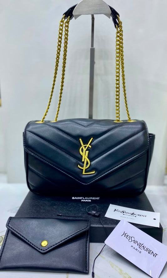 Y-S-L Saint Laurent Loulou Small Chain Bag – Chevron-Quilted Leather | Master Quality | Black Design C