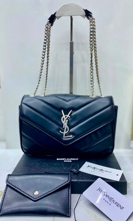 Y-S-L Saint Laurent Loulou Small Chain Bag – Chevron-Quilted Leather | Master Quality | Black Design B
