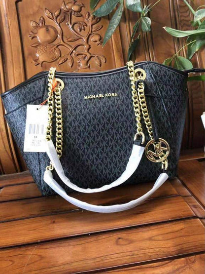 M-I-C-H-A-E-L K-O-R-S Jet Set Large Signature Logo Shoulder Bag – Black | Premium Quality Women Bag (Black)