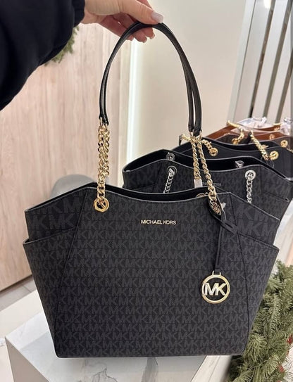 M-I-C-H-A-E-L K-O-R-S Jet Set Large Signature Logo Shoulder Bag – Black | Premium Quality Women Bag (Black)