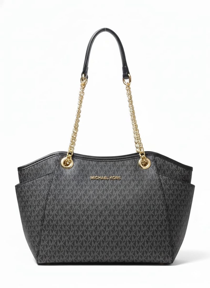 M-I-C-H-A-E-L K-O-R-S Jet Set Large Signature Logo Shoulder Bag – Black | Premium Quality Women Bag (Black)
