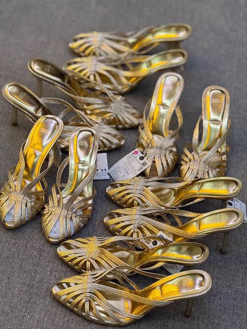 Z-A-R-A Premium Quality Heels – Elegant Luxury Women Footwear (Golden)
