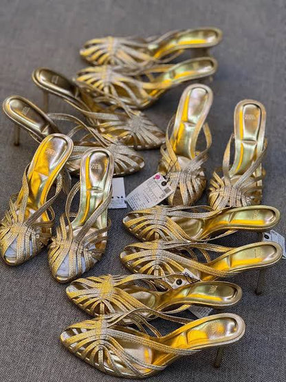 Z-A-R-A Premium Quality Heels – Elegant Luxury Women Footwear (Golden)