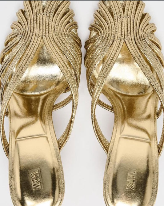 Z-A-R-A Premium Quality Heels – Elegant Luxury Women Footwear (Golden)
