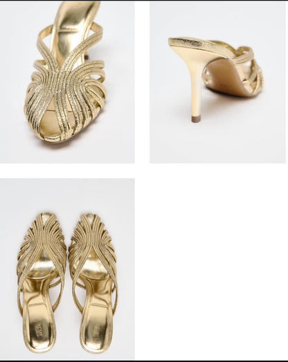 Z-A-R-A Premium Quality Heels – Elegant Luxury Women Footwear (Golden)