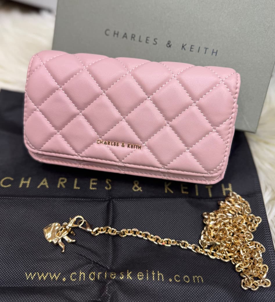 C-H-A-R-L-E-S & K-E-I-T-H Arrietty Quilted Wallet – Premium Quality Women Wallet | Brand Box (Pink)