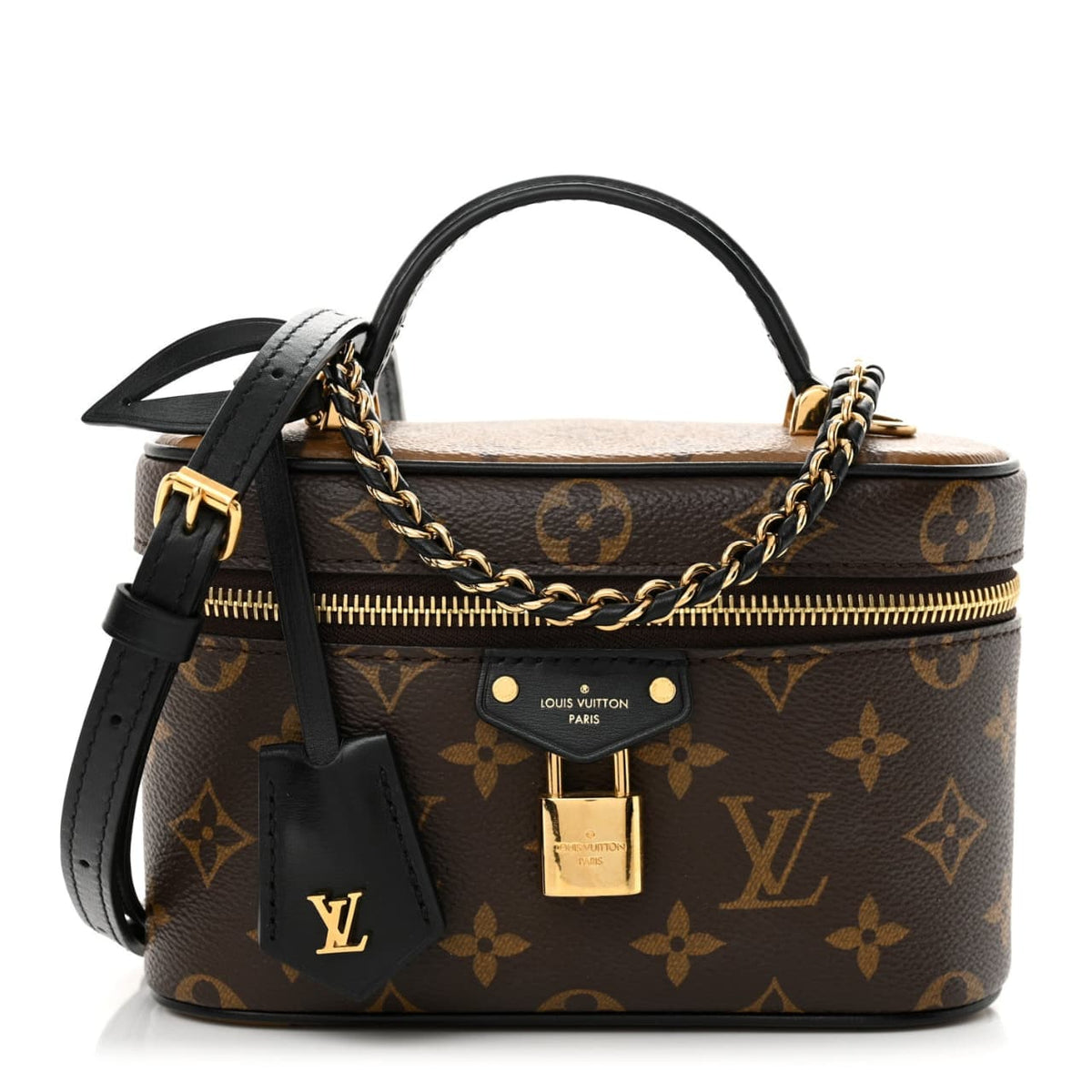 L-O-U-I-S V-U-I-T-T-O-N Reverse Monogram Vanity Chain Pouch – Premium Quality Women Bag | Brand Box & Dust Bag (Beige Brown)
