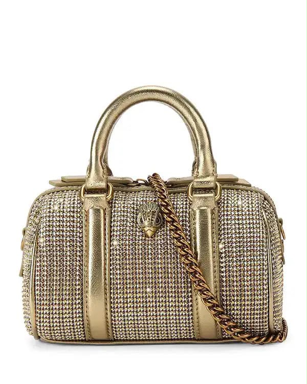 K-U-R-T G-E-I-G-E-R L-O-N-D-O-N Extra Small Kensington Boston Satchel – Crystal Embellished | Premium Quality Women Bag (Golden)