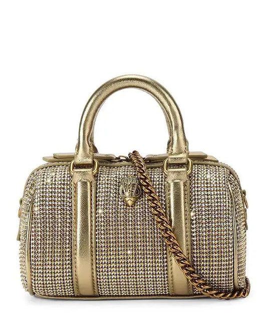 K-U-R-T G-E-I-G-E-R L-O-N-D-O-N Extra Small Kensington Boston Satchel – Crystal Embellished | Premium Quality Women Bag (Golden)