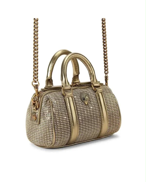 K-U-R-T G-E-I-G-E-R L-O-N-D-O-N Extra Small Kensington Boston Satchel – Crystal Embellished | Premium Quality Women Bag (Golden)