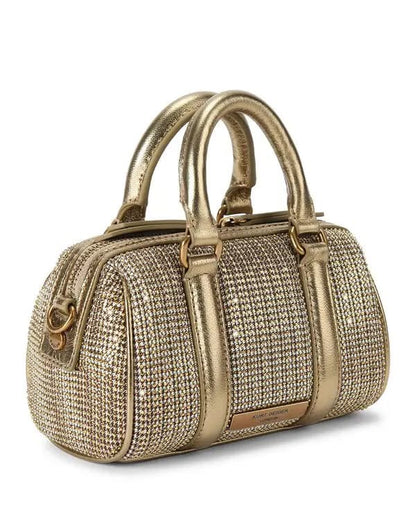 K-U-R-T G-E-I-G-E-R L-O-N-D-O-N Extra Small Kensington Boston Satchel – Crystal Embellished | Premium Quality Women Bag (Golden)