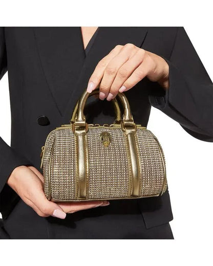 K-U-R-T G-E-I-G-E-R L-O-N-D-O-N Extra Small Kensington Boston Satchel – Crystal Embellished | Premium Quality Women Bag (Golden)