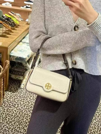 T-O-R-Y B-U-R-C-H Felix Flap Shoulder Bag – Premium Quality Women Bag | 2 Straps | Brand Box & Dust Bag (White)