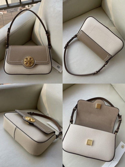 T-O-R-Y B-U-R-C-H Felix Flap Shoulder Bag – Premium Quality Women Bag | 2 Straps | Brand Box & Dust Bag (Off White Beige)