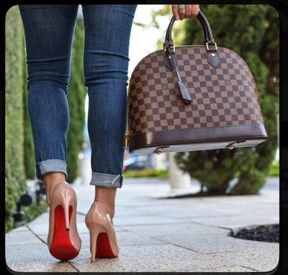 L-O-U-I-S V-U-I-T-T-O-N Damier Ebene Alma Handbag – Iconic Checkered Canvas | Long Belt | Brand Dustbag (Chocolate Brown)