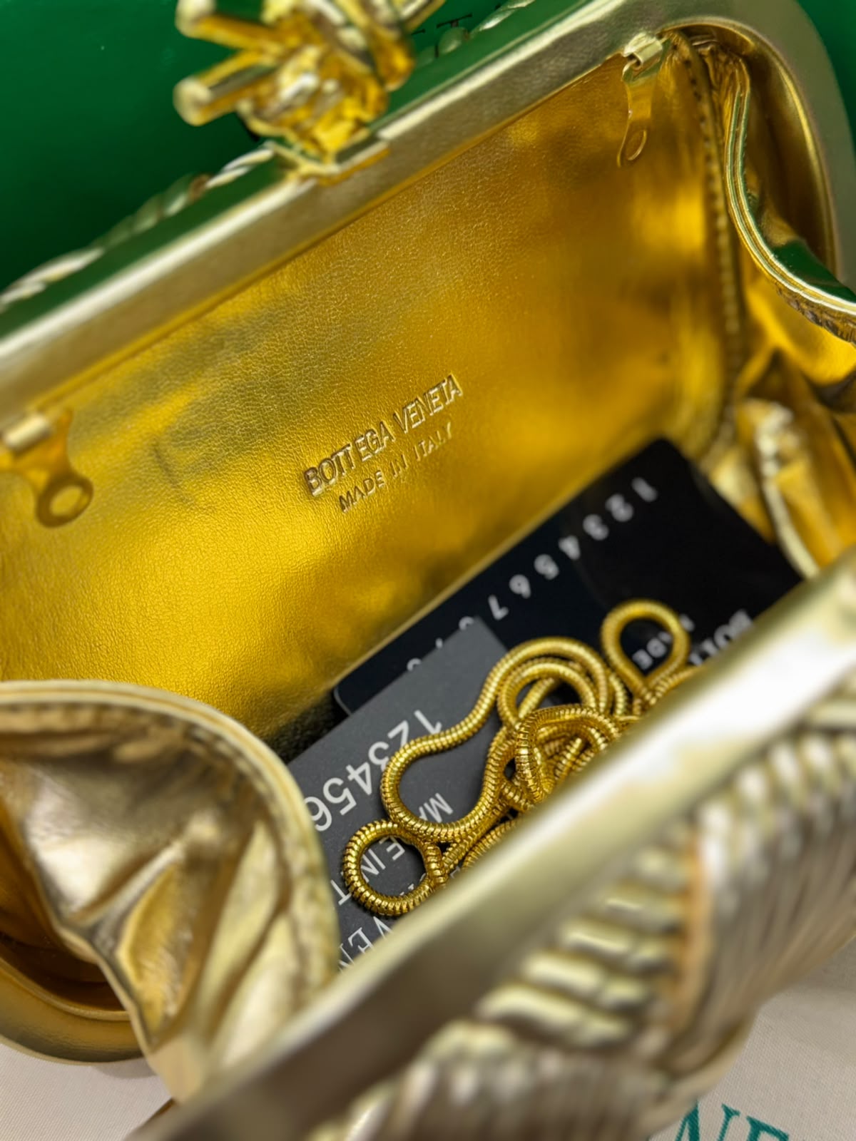 B-O-T-T-E-G-A V-E-N-E-T-A Intreccio Knotted Clutch – Luxury Evening Women Bag (Golden & Silver)