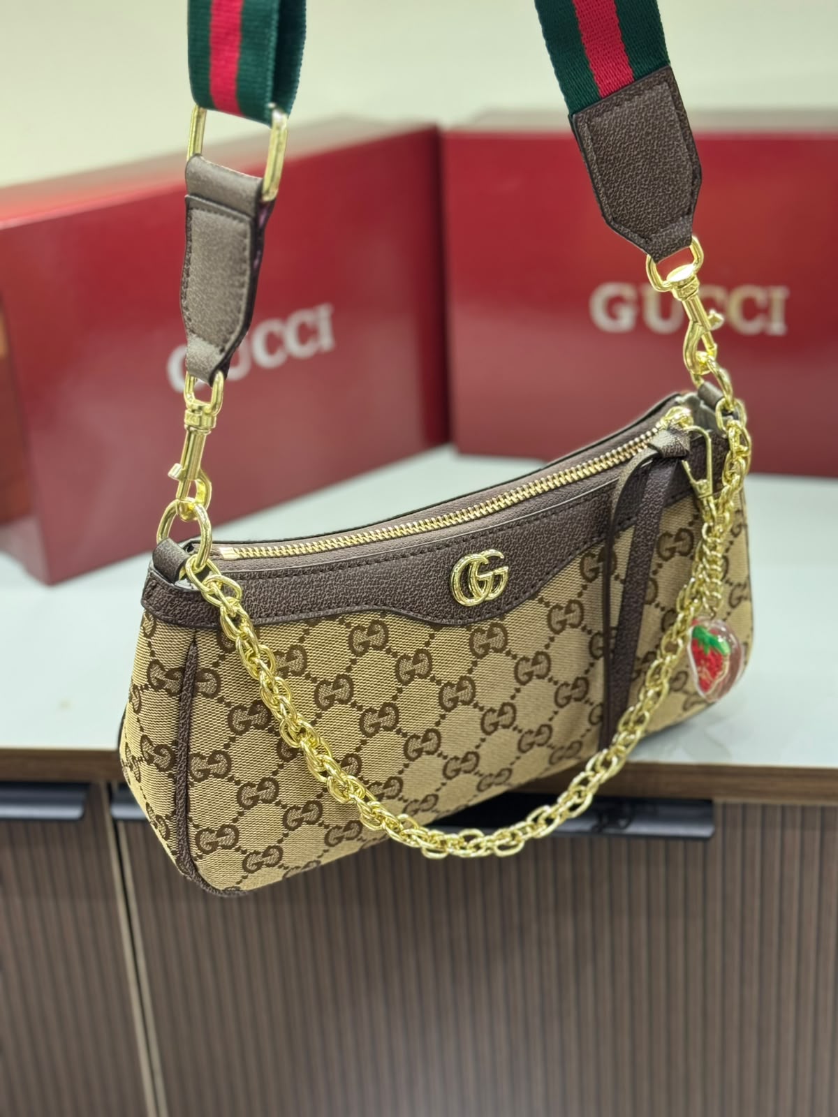G-U-C-C-I Ophidia Small Shoulder Bag – Premium Women Bag | Brown
