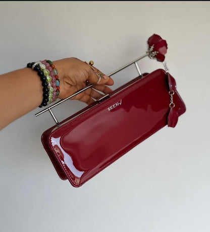 S-E-E-N Users Rose 11 Handbag – Premium Women Bag with Long Belt (Red)