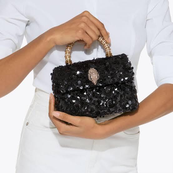 K-U-R-T G-E-I-G-E-R London Mini Kensington Sequin Top Handle Bag – Luxury Women Bag (Black)