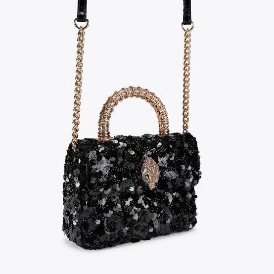 K-U-R-T G-E-I-G-E-R London Mini Kensington Sequin Top Handle Bag – Luxury Women Bag (Black)