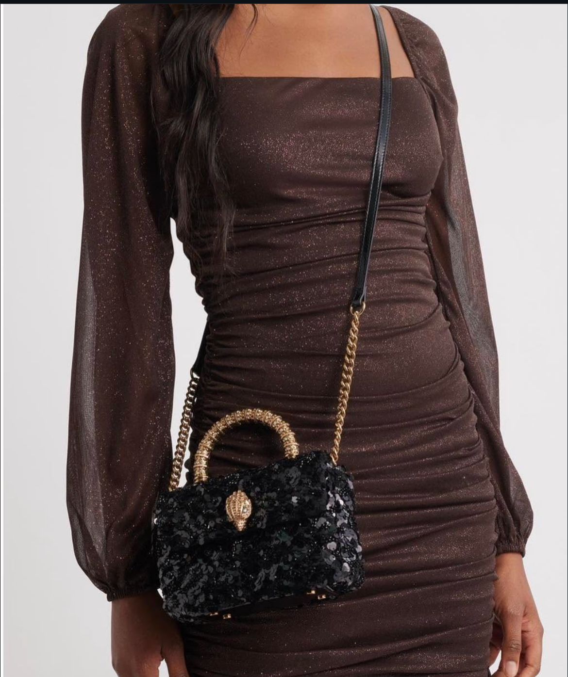 K-U-R-T G-E-I-G-E-R London Mini Kensington Sequin Top Handle Bag – Luxury Women Bag (Black)