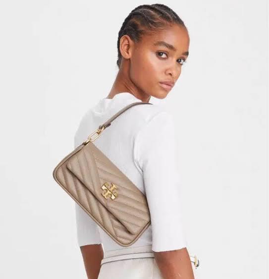 T-O-R-Y B-U-R-C-H Kira Chevron Small Flap Shoulder Bag – Premium Women Bag (Beige Pink)