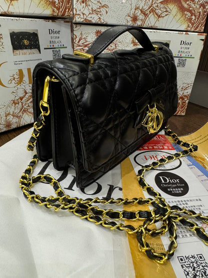 D-I-O-R My Dior Mini Bag – Elegant Luxury Women Bag with Removable Chain (Black)