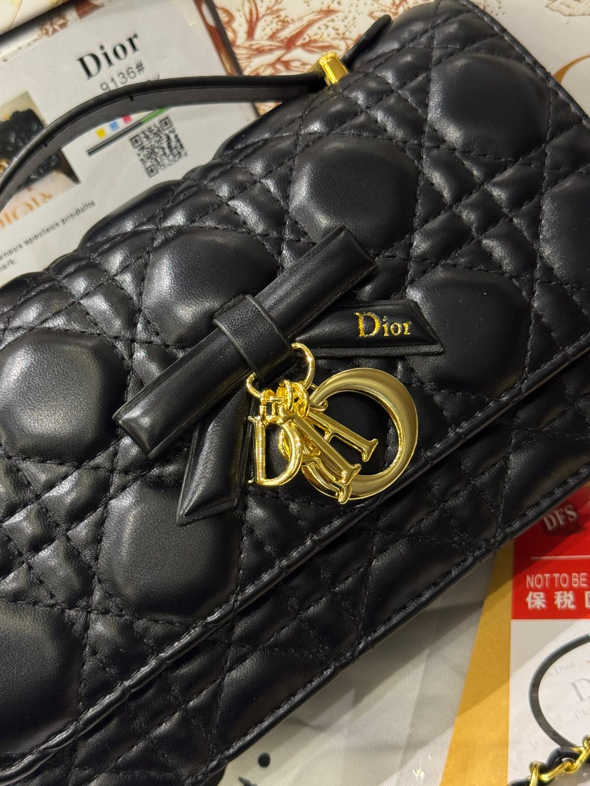 D-I-O-R My Dior Mini Bag – Elegant Luxury Women Bag with Removable Chain (Black)