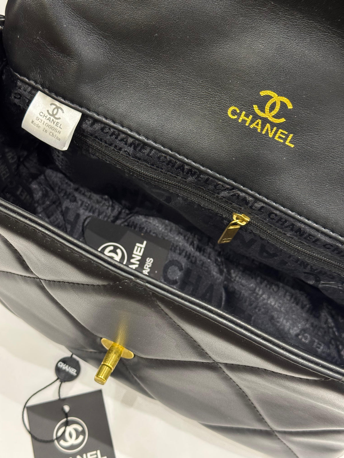 C-H-A-N-E-L 19 Flap Bag – Puffy Diamond Quilting | Premium Women Bag (Black)