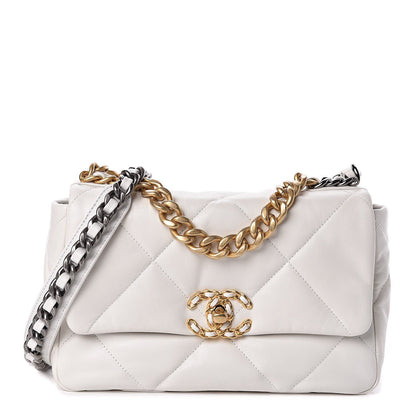 C-H-A-N-E-L 19 Flap Bag – Puffy Diamond Quilting | Premium Women Bag (Creamy White)