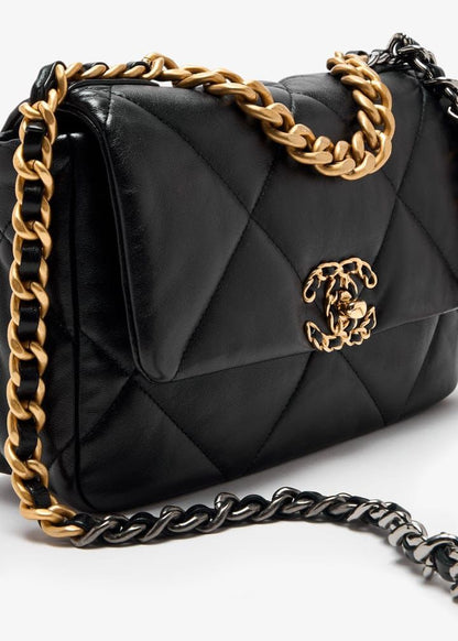 C-H-A-N-E-L 19 Flap Bag – Puffy Diamond Quilting | Premium Women Bag (Black)