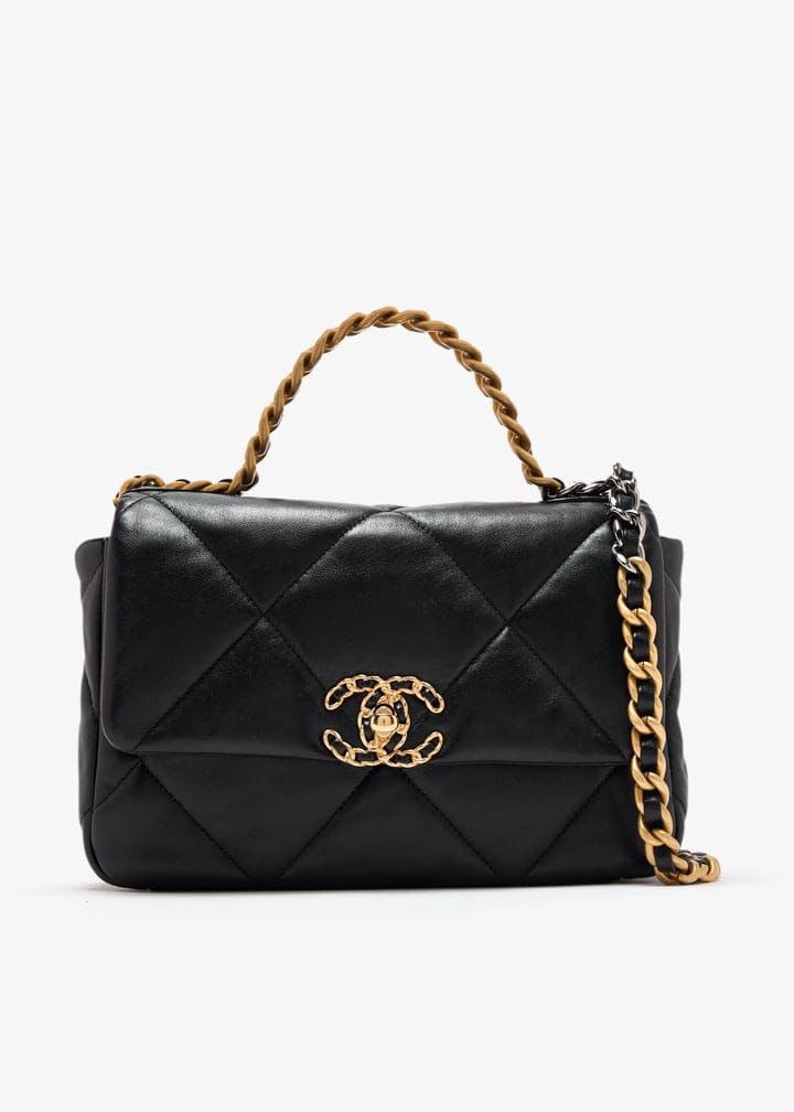 C-H-A-N-E-L 19 Flap Bag – Puffy Diamond Quilting | Premium Women Bag (Black)