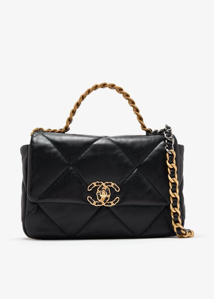 C-H-A-N-E-L 19 Flap Bag – Puffy Diamond Quilting | Premium Women Bag (Black)