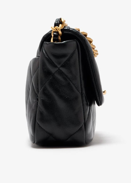 C-H-A-N-E-L 19 Flap Bag – Puffy Diamond Quilting | Premium Women Bag (Black)