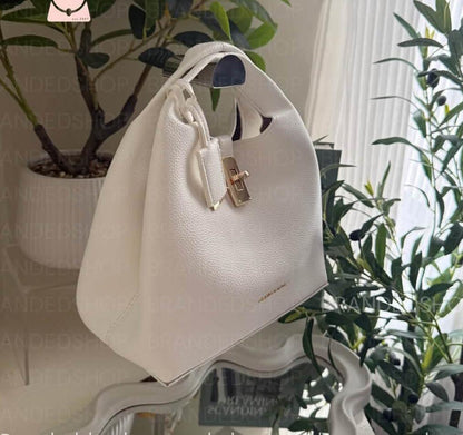 C-H-A-R-L-E-S & K-E-I-T-H Chance Turn-Lock Bucket Bag 2pc Set – Premium Women Bag (Cream)