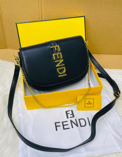 F-E-N-D-I Fendigraphy Wallet on Chain – Premium Quality Women Bag (Black)
