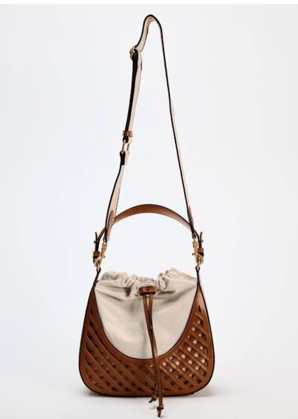 Z-A-R-A Contrasting Bucket Bag – Master Quality Crossbody Women Bag (Brown with Off White)