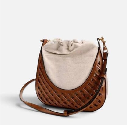 Z-A-R-A Contrasting Bucket Bag – Master Quality Crossbody Women Bag (Brown with Off White)