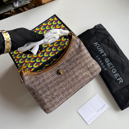 K-U-R-T G-E-I-G-E-R London Multi-Coloured Tweed Crystal-Embellished Sling Bag – Premium Women Bag (Brown)