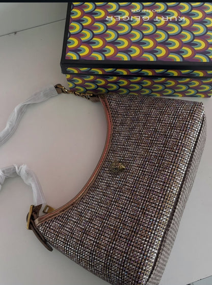 K-U-R-T G-E-I-G-E-R London Multi-Coloured Tweed Crystal-Embellished Sling Bag – Premium Women Bag (Brown)