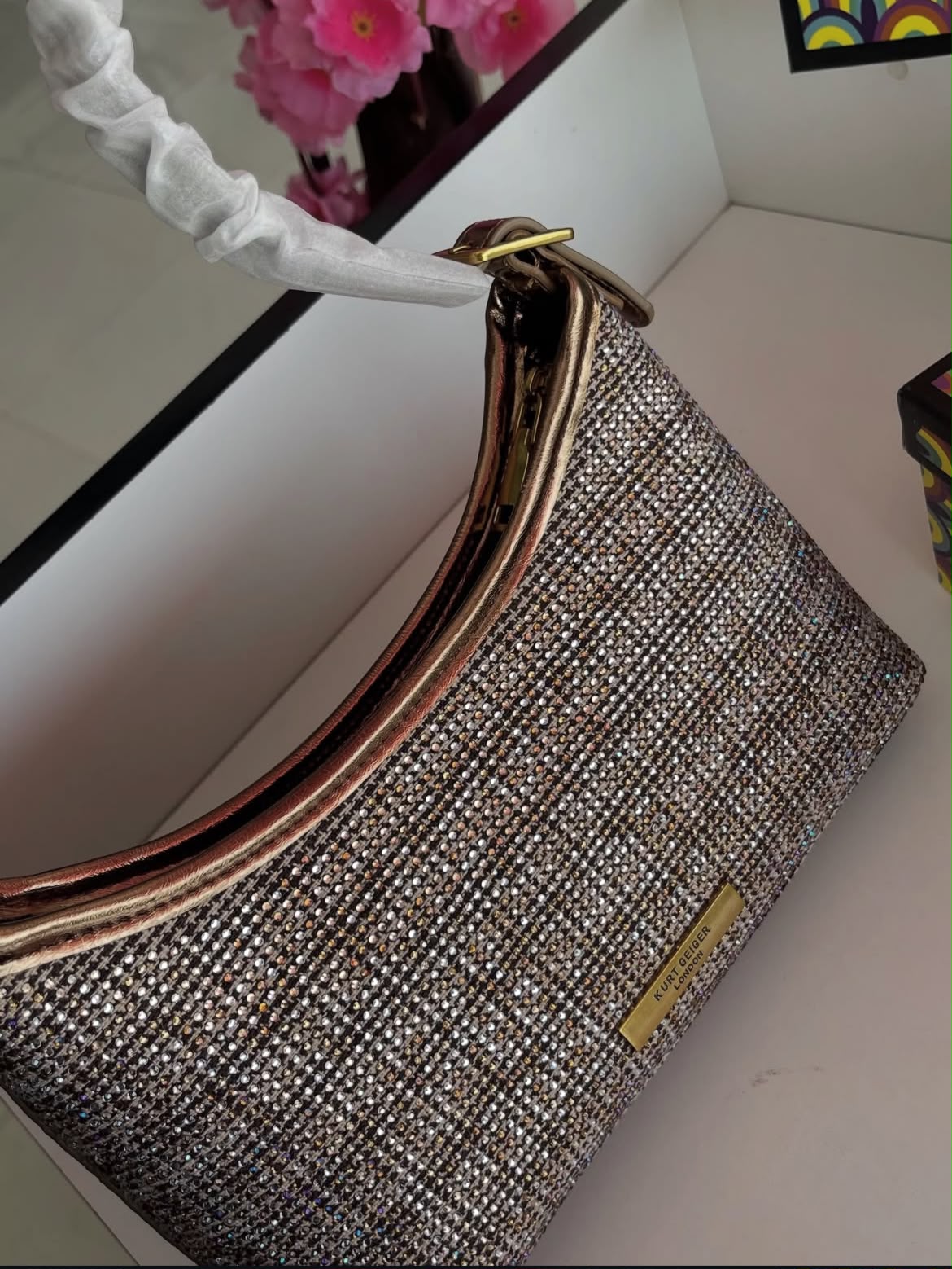 K-U-R-T G-E-I-G-E-R London Multi-Coloured Tweed Crystal-Embellished Sling Bag – Premium Women Bag (Brown)