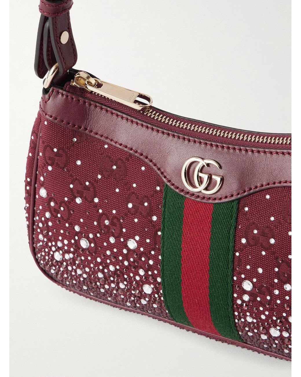 G-U-C-C-I Ophidia Crystal-Embellished Shoulder Bag – Premium Quality Women Bag (Maroon)
