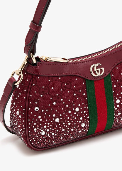 G-U-C-C-I Ophidia Crystal-Embellished Shoulder Bag – Premium Quality Women Bag (Maroon)