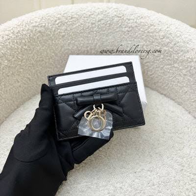 D-I-O-R Lady Dior Freesia Card Holder – Premium Luxury Card Holder (Black)