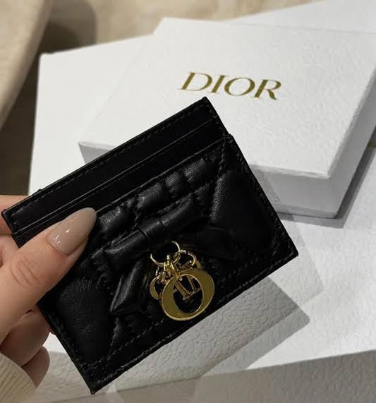 D-I-O-R Lady Dior Freesia Card Holder – Premium Luxury Card Holder (Black)