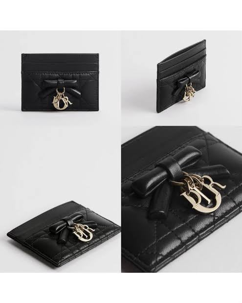 D-I-O-R Lady Dior Freesia Card Holder – Premium Luxury Card Holder (Black)